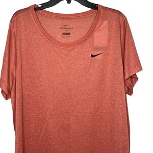 Nike Dri FIT NEW Womens Training Tee Heathered Coral Orange Plus Size 2X NEW